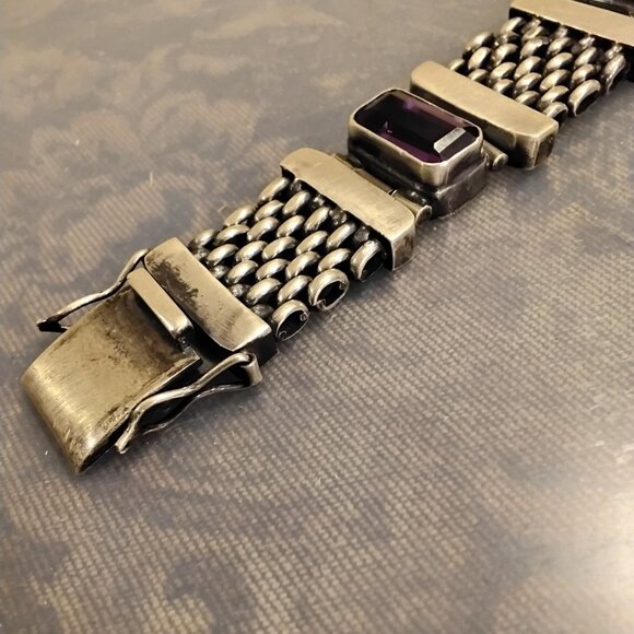 Vintage Heavy Sterling Silver Bracelet - Picture 11 of 14